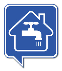 Logo maison et consommation eau.