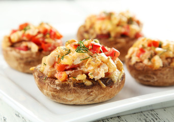 Stuffed mushrooms on plate