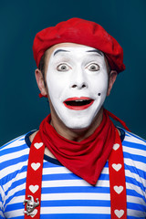 funny mime in red beret