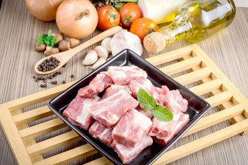 pork ribs on cutting board