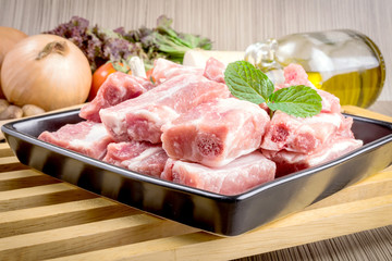 pork ribs on cutting board