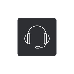 support vector icon.  headset. black button