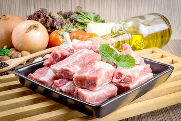 pork ribs on cutting board