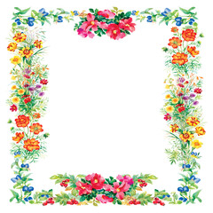 Wild flowers pattern on white background