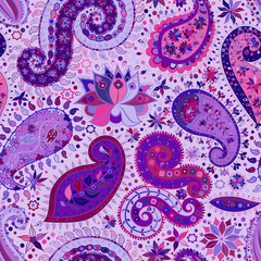 Vintage floral motif ethnic seamless background.