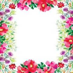 Wild flowers pattern on white background