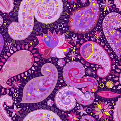 Vintage floral motif ethnic seamless background.