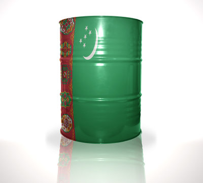 barrel with turkmen flag on the white background