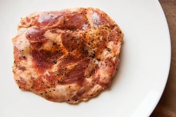 Organic Red Raw Steak Sirloin against a background