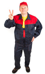 Worker in a good mood.