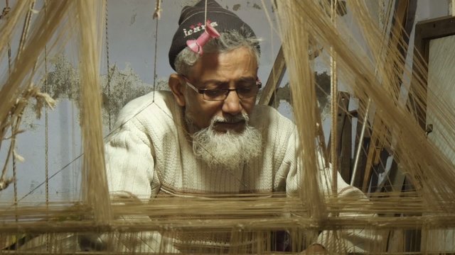 Varanasi, India, Indian Weaver At Work