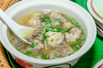 Tom Yum Kai - Thai hot and spicy soup with shrimp - Thai Cuisine