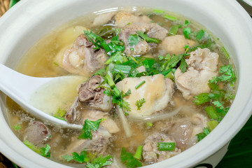 Tom Yum Kai - Thai hot and spicy soup with shrimp - Thai Cuisine