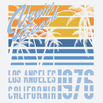 California Venice beach typography, t-shirt design, vector