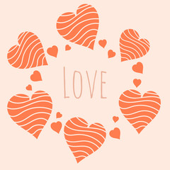 Romantic background with big and small hearts