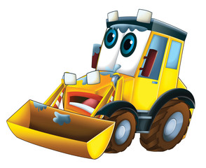 Naklejka premium Cartoon excavator - caricature - illustration