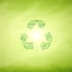 Concept green recycle symbol background