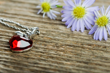 Necklace with heart shaped locket