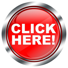 roter Web Button Click here mit Glanz Design