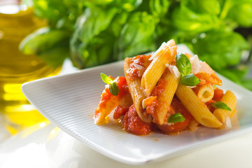 Pasta with tomato and basil