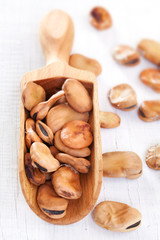 Beans legumes on white wooden table