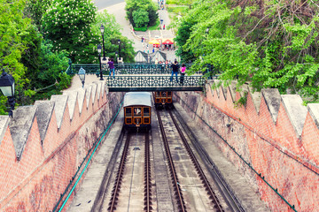 Funicular to Buda castle in Budapest