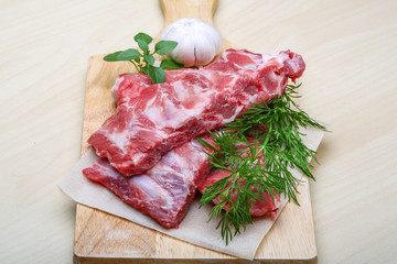 Raw pork ribs