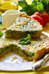 Quiche with spinach.