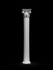 Classic Corinthian Column Isolated On Black