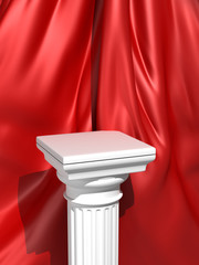 Classic Doric Pillar On Cloth Background