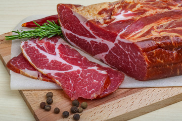 Smoked pork meat with dill