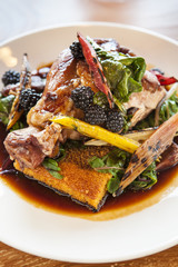 pork shank with ancho honey cornbread