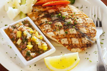char-broiled salmon