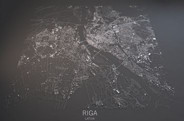 Cartina di Riga, Lettonia, vista satellitare, mappa 3d