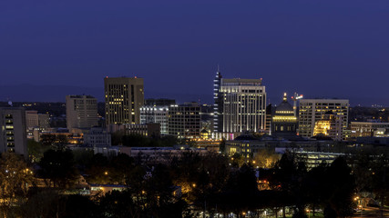 Night city lights of Boise Idaho