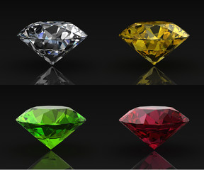 Fototapeta premium Set of colored gems (high resolution 3D image)