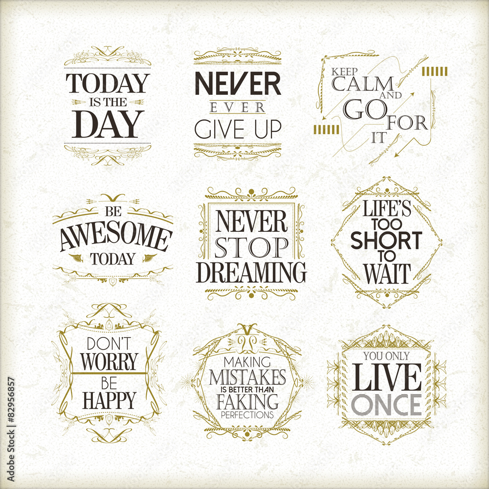 Wall mural positive quotes set