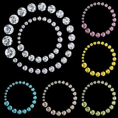 Set of colored gems (high resolution 3D image)