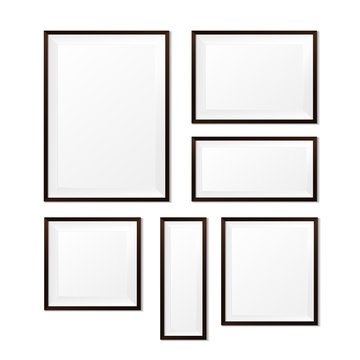 Set of Blank wood photo frame on white background vector eps10 0