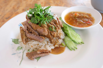pork with rice ,thai food