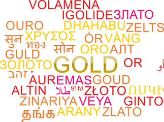 Gold multilanguage wordcloud background concept