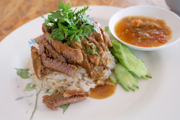 pork with rice ,thai food