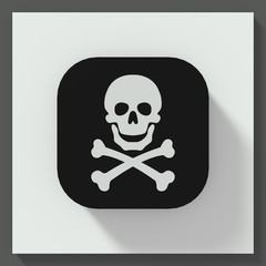 Skull and bones symbol square button