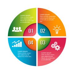 Circle infographic label four option colorful design
