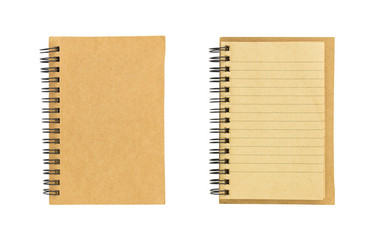 Small brown notebook isolated on white background