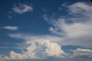 White cloud and blue sky background image.