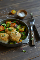 chicken cutlets and fresh vegetable salad 