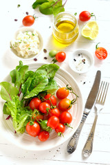  ingredients for a fresh salad with tomatoes