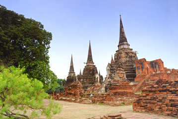 Fototapeta premium Ancient 3 Pagoda in Ayuttaya Thailand
