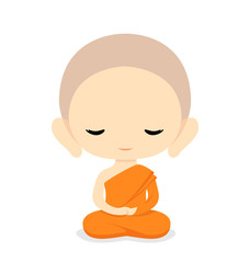 Buddhist Monk Character Design-Vector Illustration
